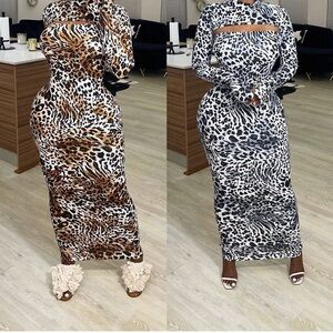 2 Leopard Print Women's Dresses for the price of 1. Sold together.